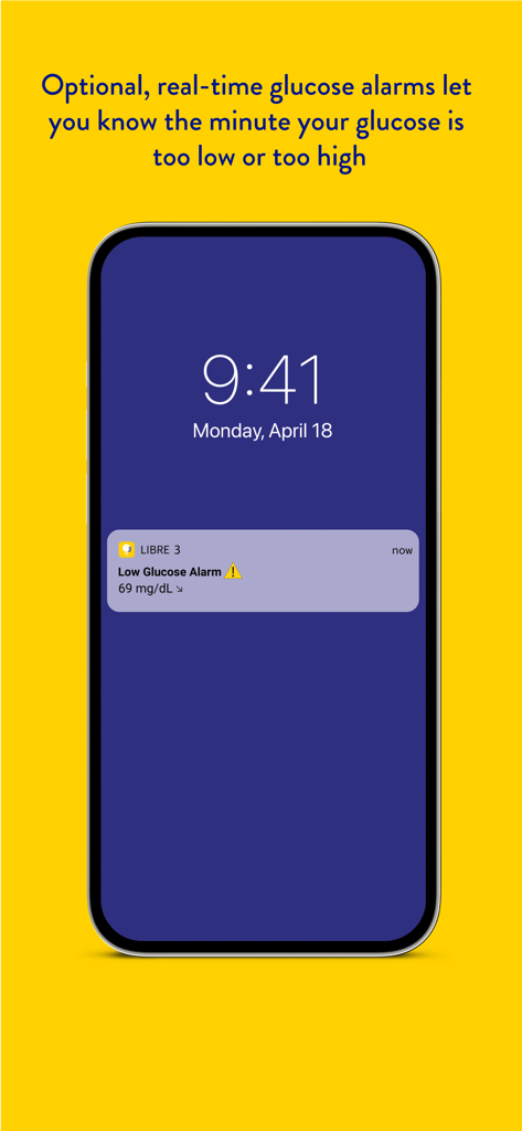 A smartphone screen displaying the FreeStyle Libre 3 app with a glucose reading of 88 mg/dL and a diagonal downward arrow, sh