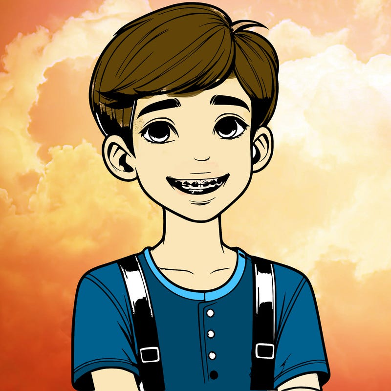 realistic boy with braces