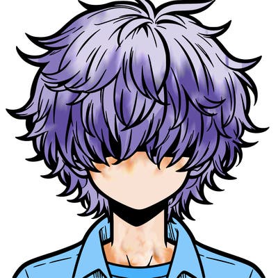 manga boy fluffy hair covering his eyes