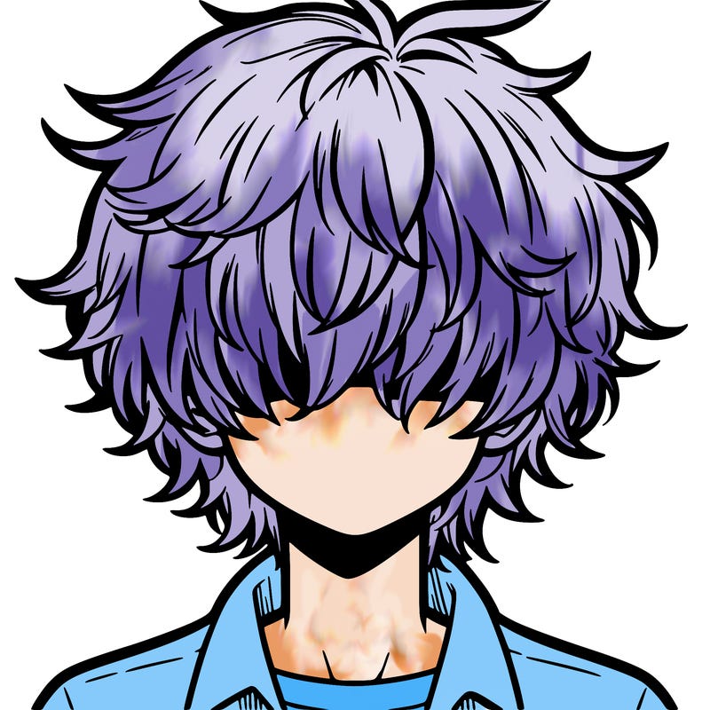 manga boy fluffy hair covering his eyes