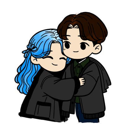 a girl hugging a boy