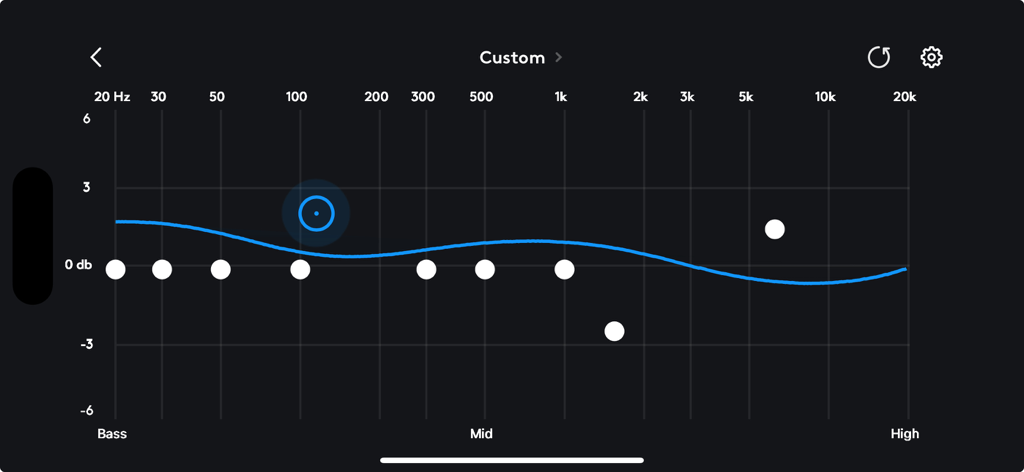 Logitech G - Custom 10-band equalizer interface in the Logitech G app for gaming headsets