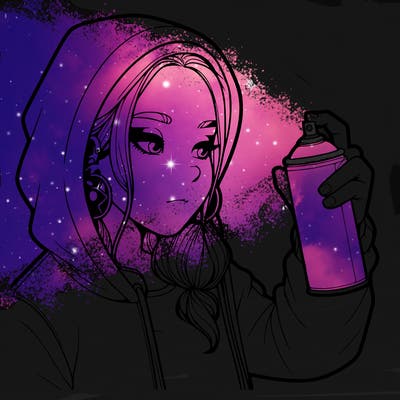 a realistic girl, spray painting