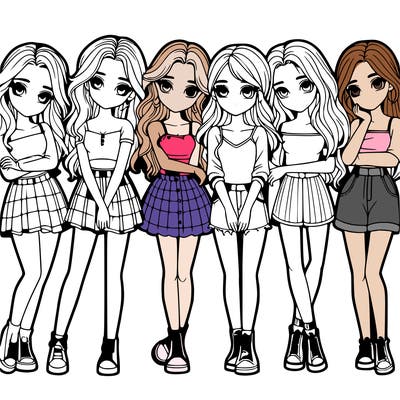a group of girls realistic