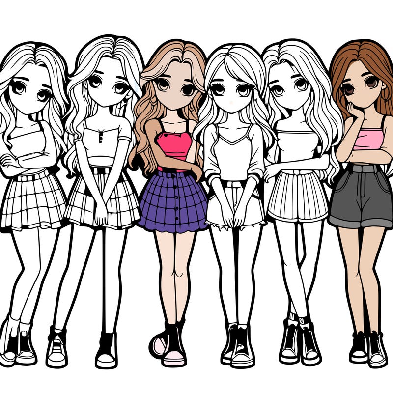 a group of girls realistic