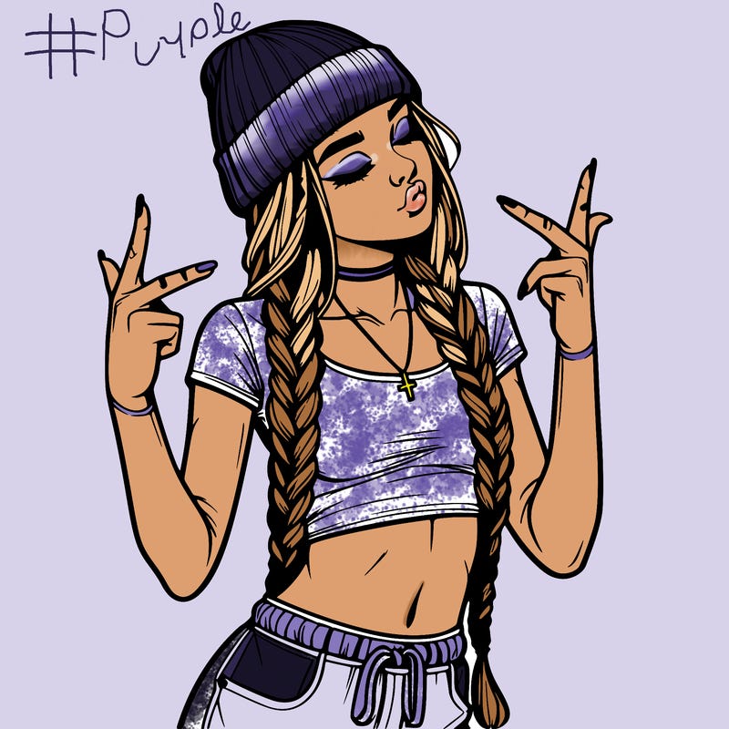 realistic teenage girl with braids and a beanie and crop top doing 🫶🏼