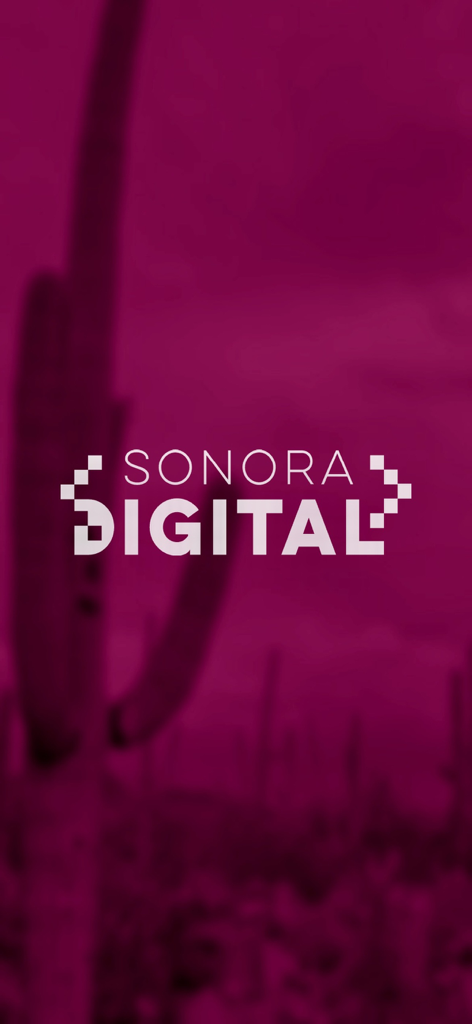Sonora Digital - Sonora Digital mobile app logo on a magenta cactus background