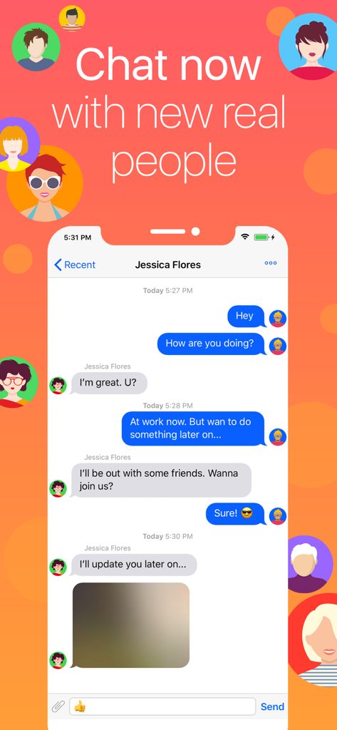 A mobile screen showing a chat conversation between two real people in the Anichat app