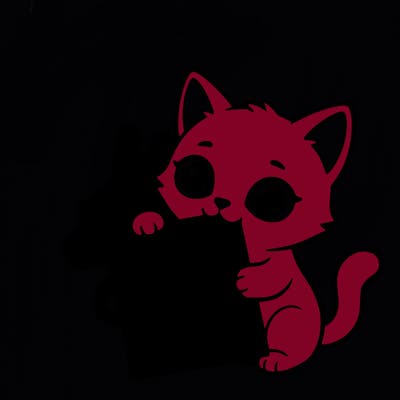 a small cat with a blank sheet of paper in its hand. the cat is sooooooo cute!