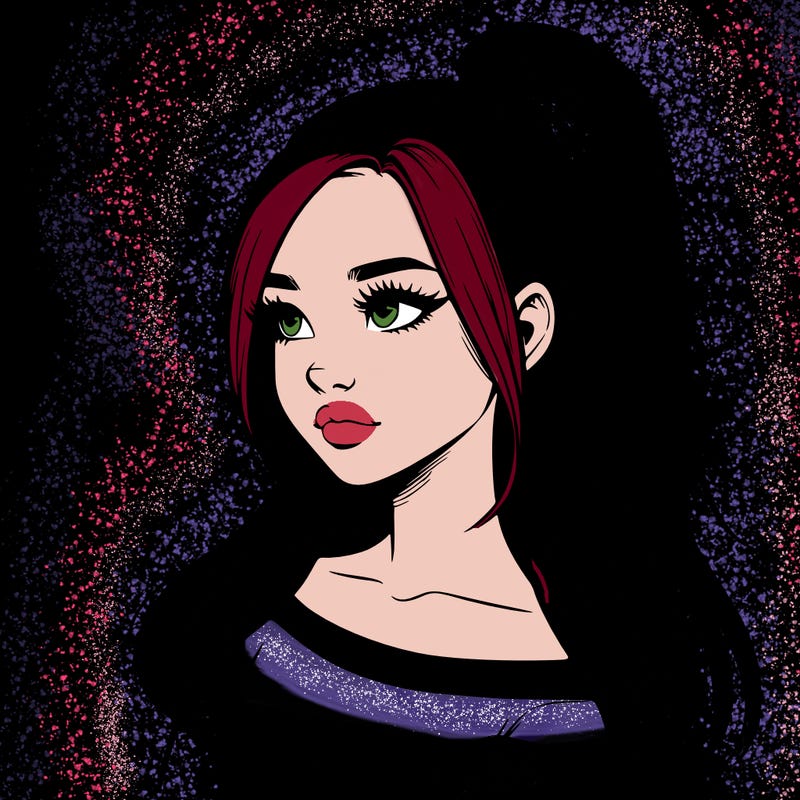 realistic girl with a high ponytail