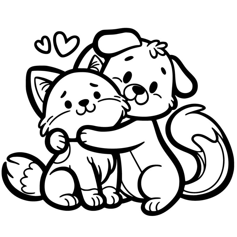 cat and dog hugging