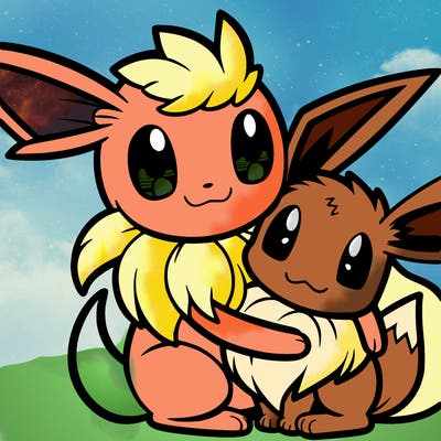 sylveon hugging eevee