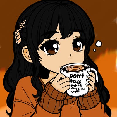 realistic girl drinking coffee