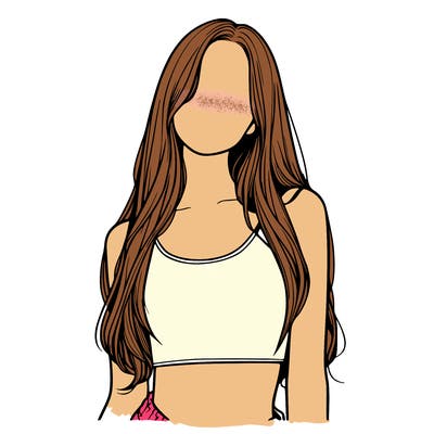 realistic girl with long hair and a crop top