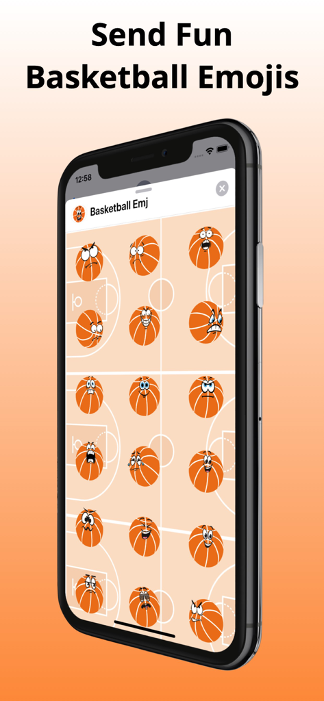 Basketball GM Emojis Ball Star - Collection of expressive basketball emoji stickers on an iPhone screen