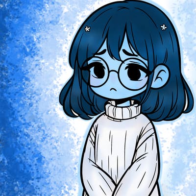 sad girl with glasses in a sweater