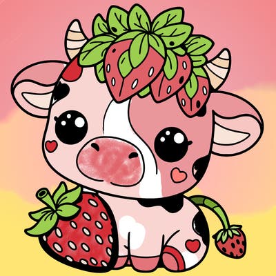 cute strawberry cow
