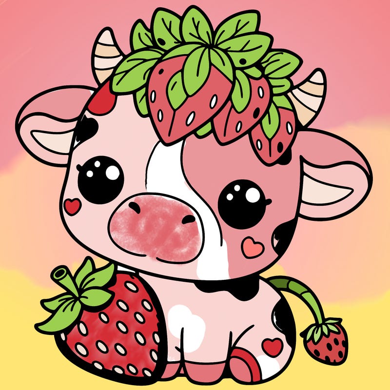 cute strawberry cow