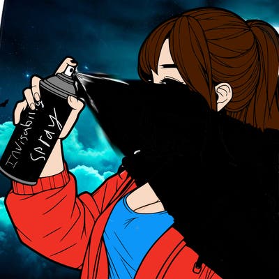 a realistic girl spray, painting