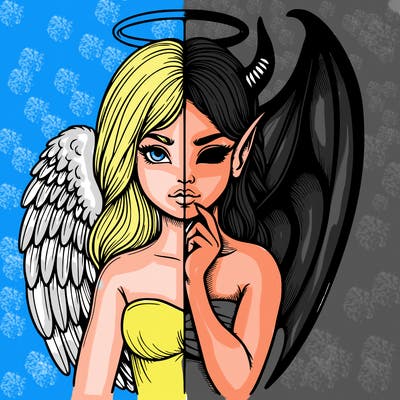 realistic angel half demon