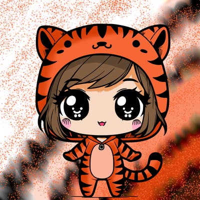 chibi girl in a tiger suit