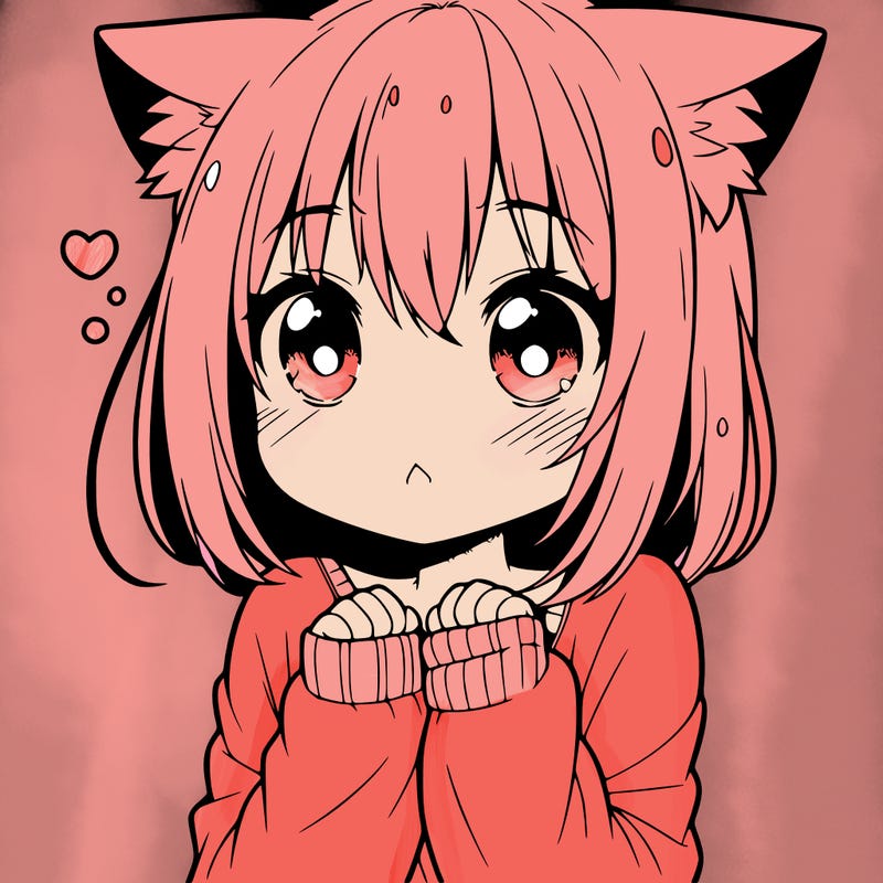 shy anime catgirl