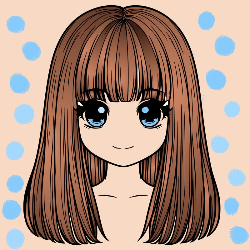 straight hair with bangs realistic