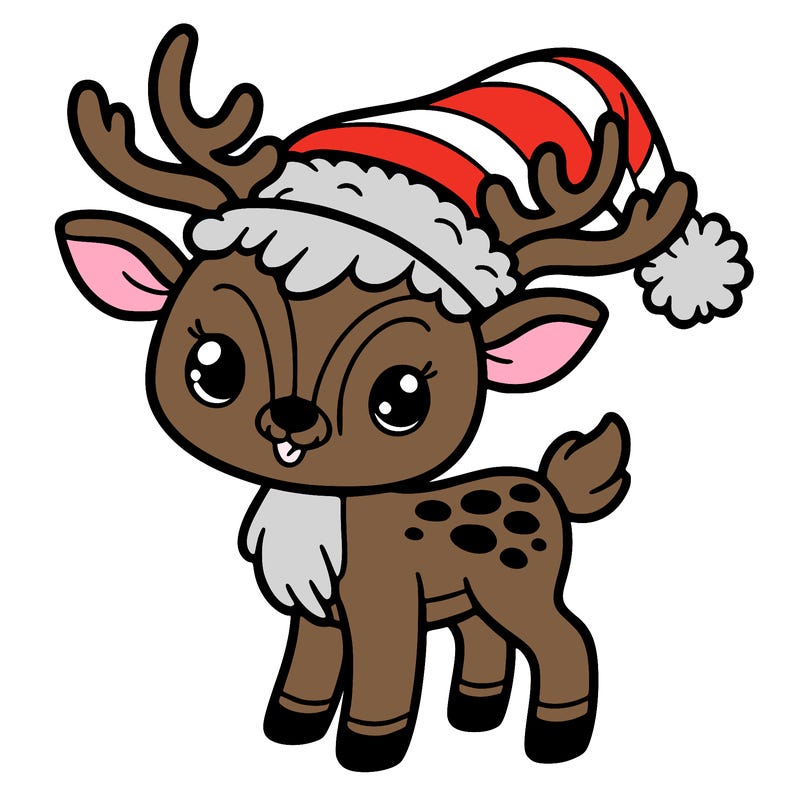 christmas reindeer with santa hat