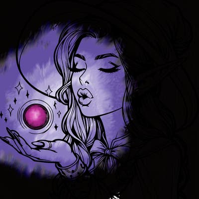 realistic elf casting a spell with lips