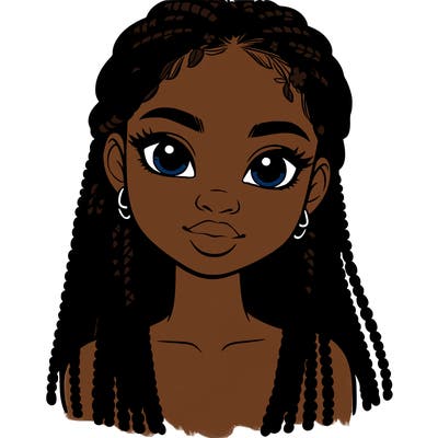 a realistic black girl with braids