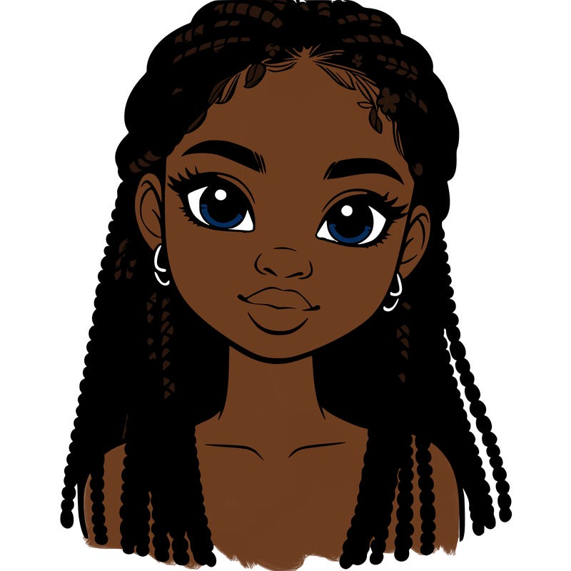a realistic black girl with braids