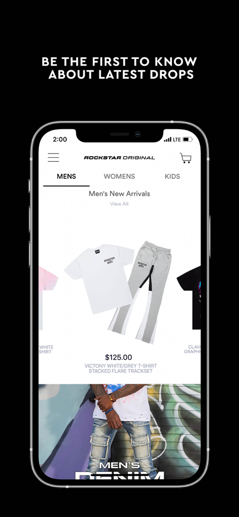 Rockstar Original - Rockstar Originalモバイルアプリに、メンズの新作とストリートウェアの服が表示されています