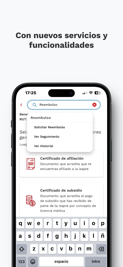 Banmédica - Banmedica mobile app interface for managing health insurance refunds and certificates