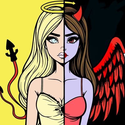 devil vs angel realistic girl