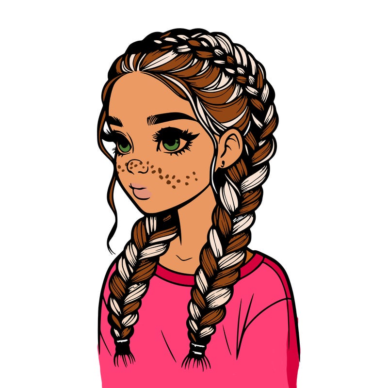 realistic girl with braids
