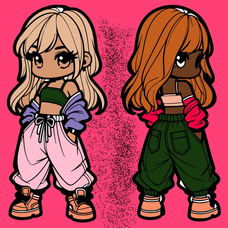 girl in crop top and baggy pants