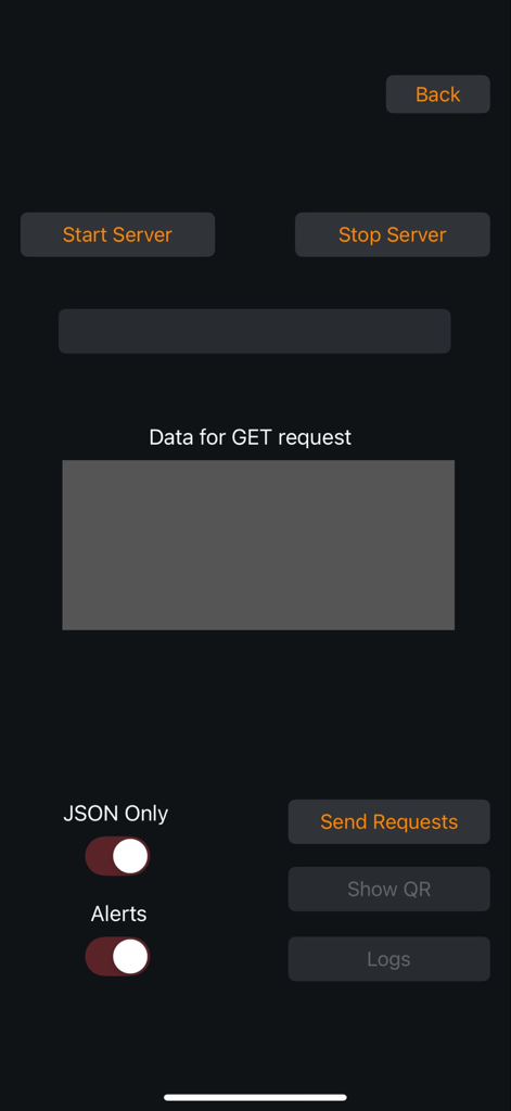 Developer-Tools - Developer Tools app screen featuring HTTP server controls and network request settings