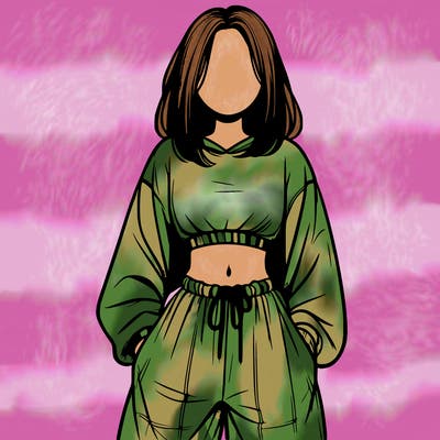 realistic girl faceless with baggy pants and a crop top
