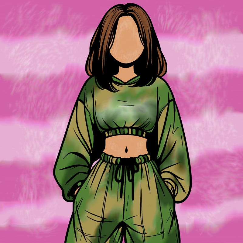 realistic girl faceless with baggy pants and a crop top