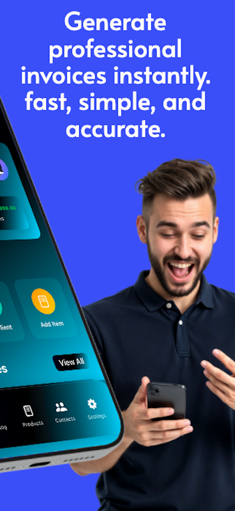 A professional using the Daily Invoice Generator app on a smartphone to create an invoice