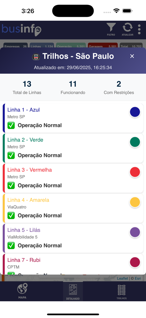 BusInfo - État en temps réel des lignes de métro et de train de Sao Paulo sur l'application BusInfo