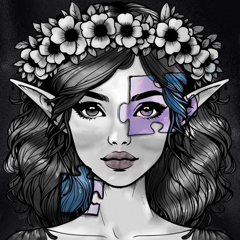 realistic female elf with flower crown