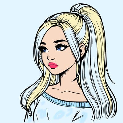 realistic girl with a high ponytail