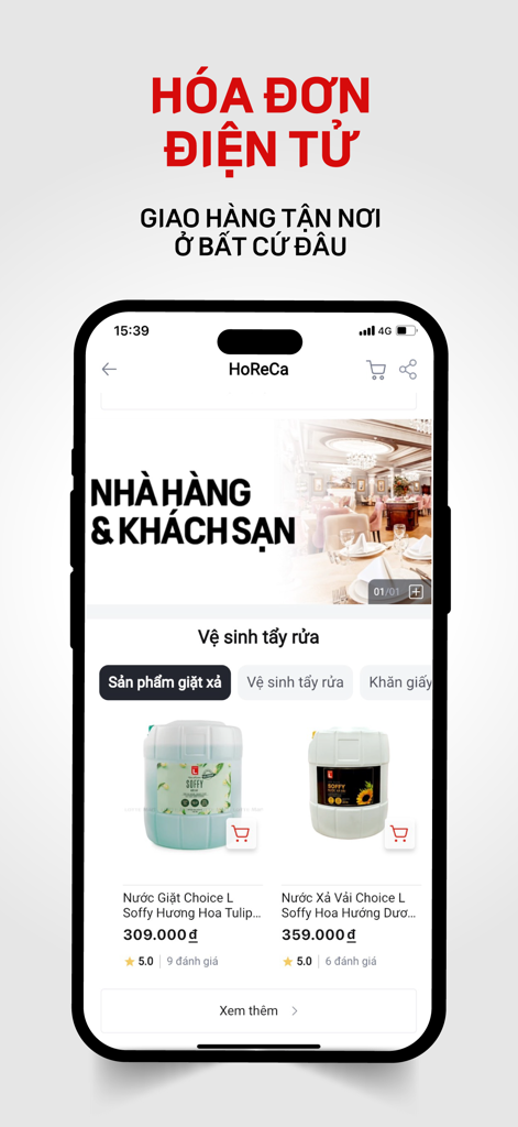 LOTTE Mart Vietnam - LOTTE Mart Vietnam app screen showing bulk cleaning products for restaurants and hotels