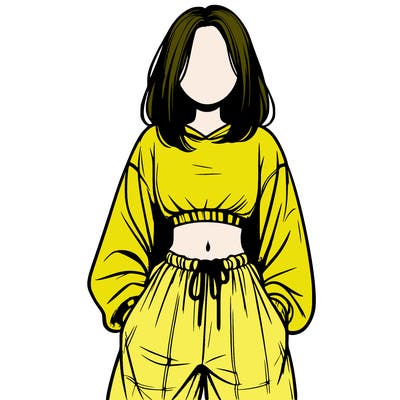 realistic girl faceless with baggy pants and a crop top
