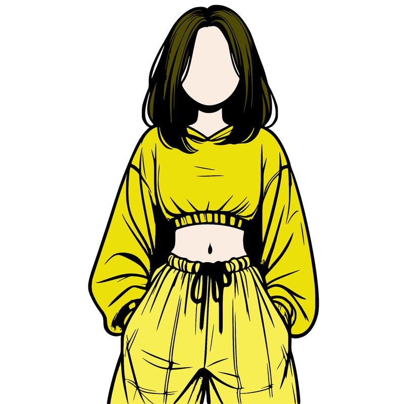 realistic girl faceless with baggy pants and a crop top