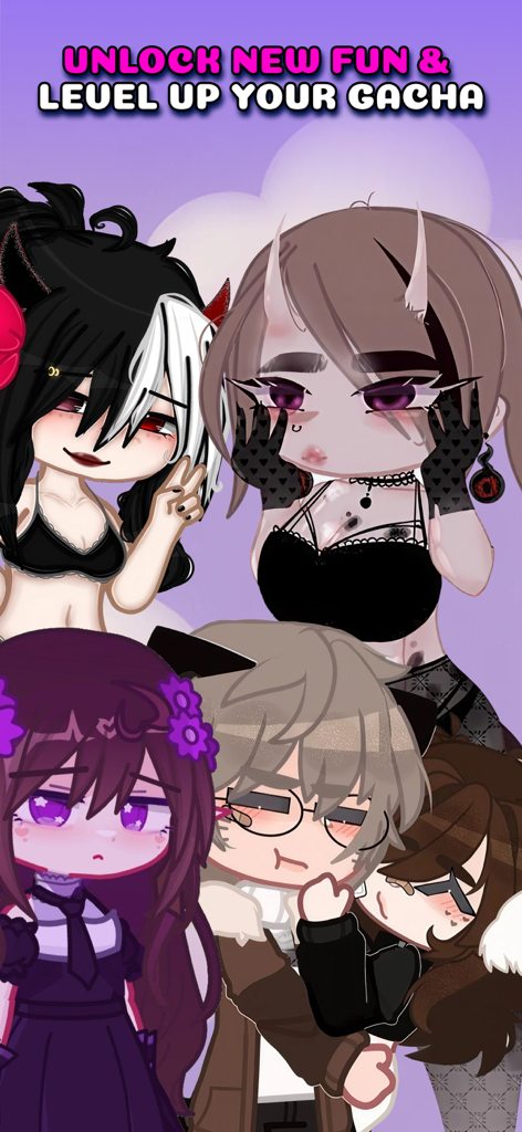 A group of custom Gacha characters showcasing unique mods and aesthetic designs