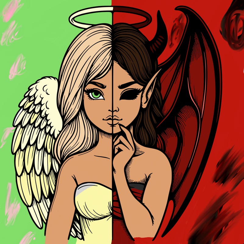 realistic angel half demon