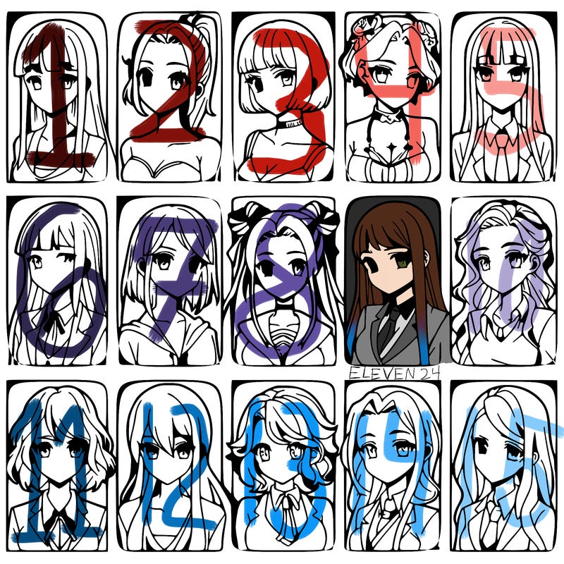 girls that look diffrent anime