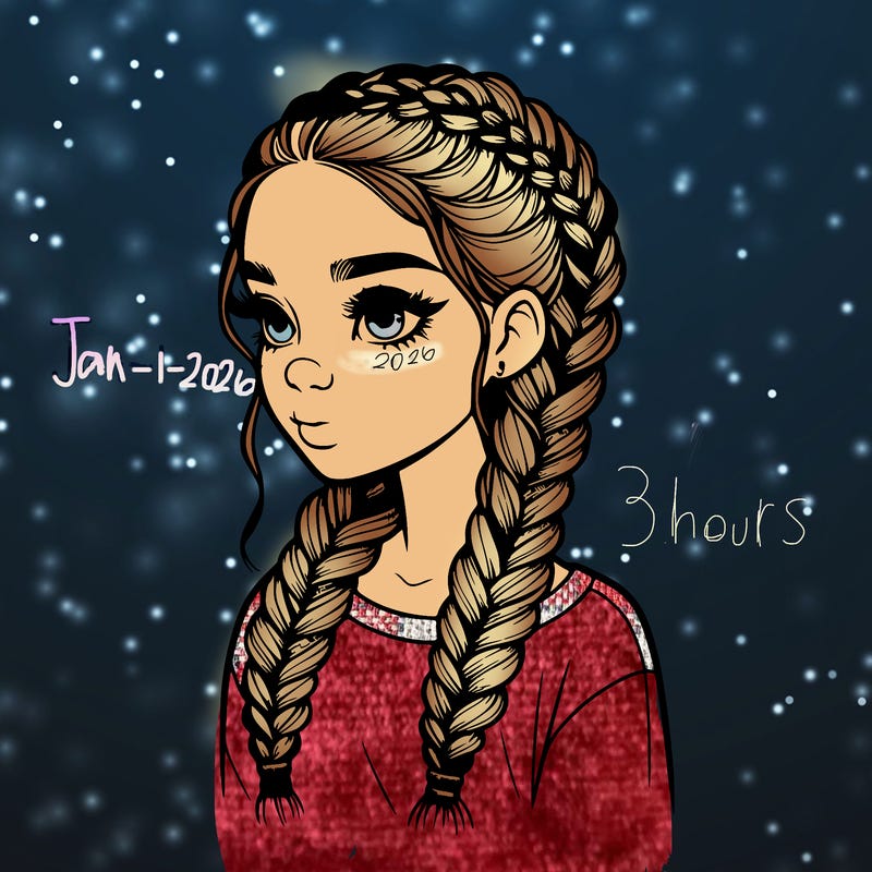 realistic girl with braids